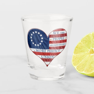 Wir, das amerikanische Flaggenherz Schnapsglas