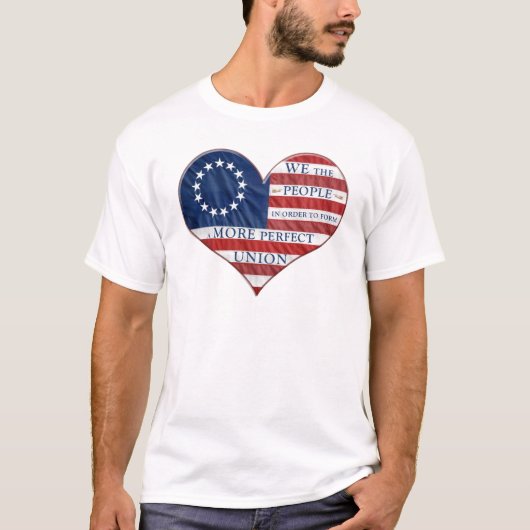 Wir, das amerikanische Flaggenherz T-Shirt (Vorderseite)