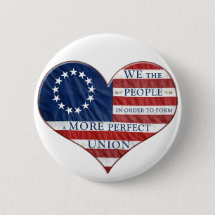 Wir das Volk Amerikanische Flagge Herz Button
