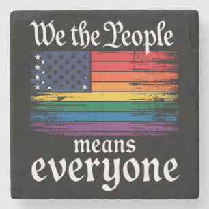 Wir das Volk bedeutet jeden USA-Flagge LGBTQ Steinuntersetzer