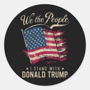 Wir das Volk ich stehe hinter Donald Trump Vintage Runder Aufkleber