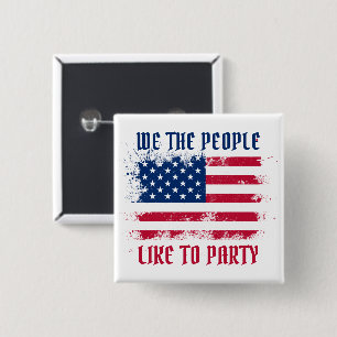 Wir das Volk Lustige bedrängte USA-Flagge 4. Juli Button