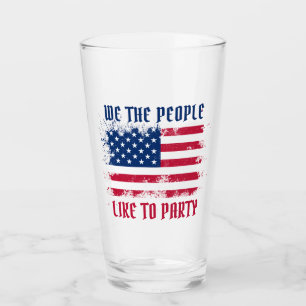 Wir das Volk Lustige bedrängte USA-Flagge 4. Juli Glas