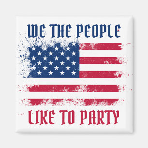 Wir, das Volk Lustiger bedrängter USA-Flagge 4. Ju Magnet