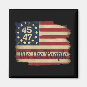 Wir das Volk Trump 45 47 abgenutzte Vintage-Flagge Magnet