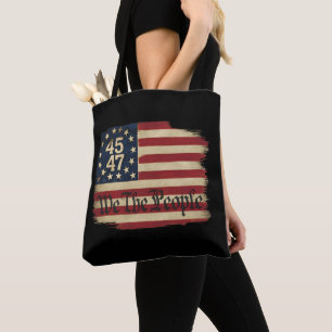 Wir das Volk Trump 45 47 abgenutzte Vintage-Flagge Tasche
