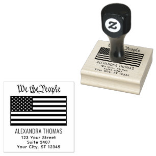 #Wir das Volk USA Amerikanische Flagge Name Adress Gummistempel