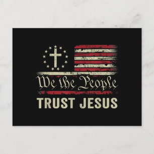 Wir das Volk vertrauen Jesus - USA-Flagge Christli Feiertagspostkarte