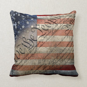 Wir, das Volk, Vintage-Amerikanische-Flagge-Kissen Kissen