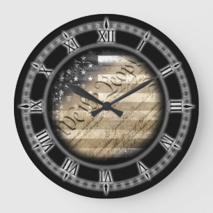 Wir das Volk Vintage-Amerikanische-Flagge-Wanduhr Große Wanduhr