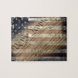 Wir das Volk Vintage-Amerikanisches-Flagge-Puzzle Puzzle
