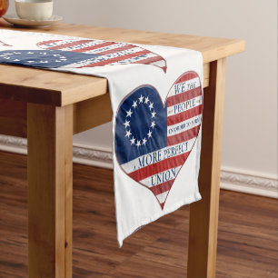 Wir, die amerikanische Fahne Kurzer Tisch rennt Tischläufer