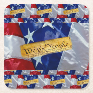 Wir, die amerikanische Flagge Rechteckiger Pappuntersetzer