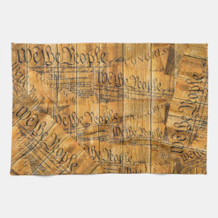 Wir, die amerikanische Volksverfassung Rustikales Geschirrtuch