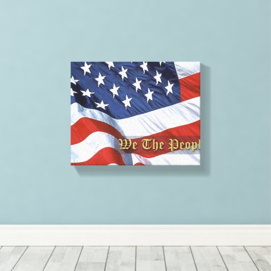 Wir, die Leute, die Fahne gezackte Canvas Leinwanddruck (Insitu (Holzboden))