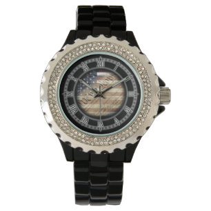 Wir die Leute-Vintage amerikanische Flaggen-Uhr Armbanduhr