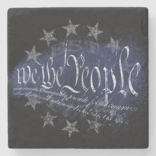 WIR DIE MENSCHEN 13 Sterne Amerikanische Flagge 17 Steinuntersetzer (Vorderseite)