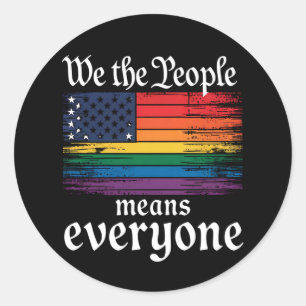 Wir, die Menschen, bedeuten, dass alle USA LGBTQ-F Runder Aufkleber