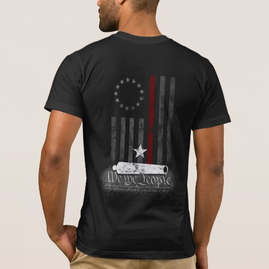 WIR DIE MENSCHEN ROTEN LINIE AMERIKANISCHE FLAG T-Shirt (Rückseite)