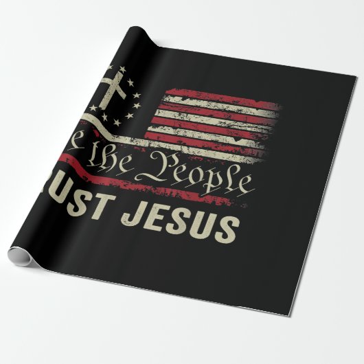 Wir, die Menschen vertrauen Jesus - die US-Flagge  Geschenkpapier (Ungerollt)