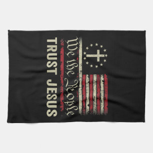 Wir, die Menschen vertrauen Jesus - die US-Flagge Geschirrtuch