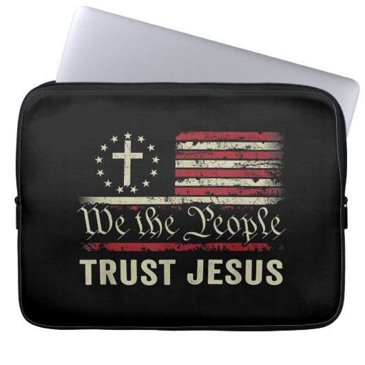 Wir, die Menschen vertrauen Jesus - die US-Flagge Laptopschutzhülle (Vorderseite)