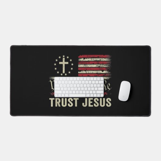 Wir, die Menschen vertrauen Jesus - die US-Flagge  Schreibtischunterlage (Tastatur & Maus)