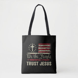 Wir, die Menschen vertrauen Jesus - die US-Flagge  Tasche
