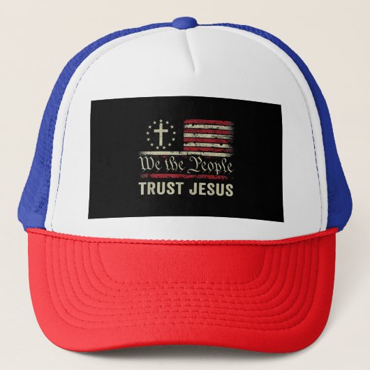 Wir, die Menschen vertrauen Jesus - die US-Flagge  Truckerkappe (Vorderseite)