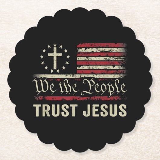 Wir, die Menschen vertrauen Jesus - die US-Flagge  Untersetzer (Vorderseite)