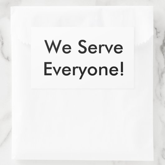 Wir dienen jedem rechteckiger aufkleber (Tasche)