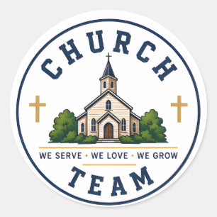 Wir dienen, wir lieben Church Team Runder Aufkleber