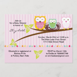 Wir drei Eule Familie rosa Baby Dusche Einladung