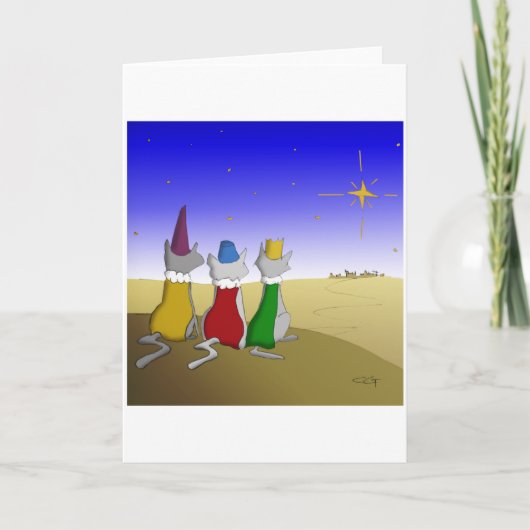 Wir drei Katzen - Weihnachtsleere Karte (Vorderseite)