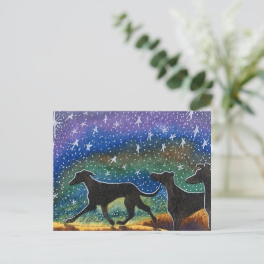 Wir drei Windhunde Postkarte (Stehend Vorderseite)