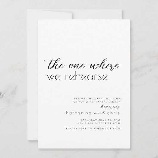 Wir eine, wo wir Probe Abendessen. Einladung (Vorderseite)