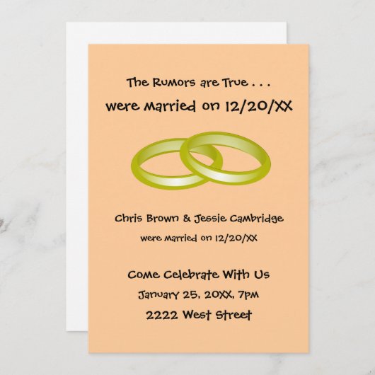 Wir Elopiert! Post Hochzeitsfeier Einladung (Vorne/Hinten)