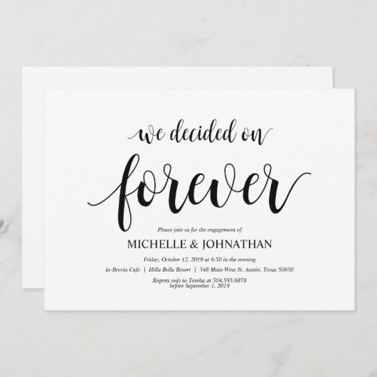 Wir entschieden für immer, Engagement Partei lädt Einladung (Vorne/Hinten)