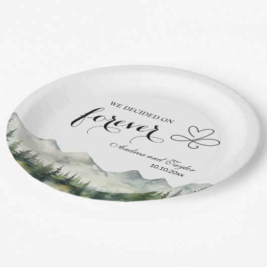 Wir entschieden uns für ewig elegante Hochzeit Pappteller (Schrägansicht)