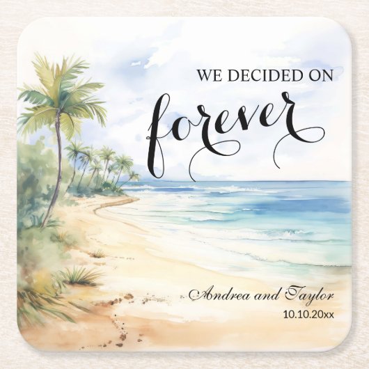 Wir entschieden uns für Forever Elegant Hochzeit Rechteckiger Pappuntersetzer (Vorderseite)