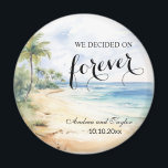 Wir entschieden uns für Forever Elegant Wedding Gu Magnet<br><div class="desc">Ein elegantes Hochzeitsdesign mit Aquarellstrand und Palmen,  das Sie mit Ihren Details anpassen können.</div>