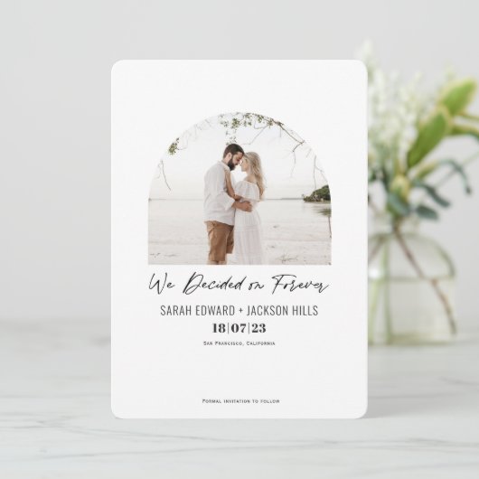 Wir entschieden uns für immer für ein einfaches mo save the date (Stehend Vorderseite)