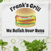 Wir entspannen Ihre Brötchen Custom Cheeseburger K Geschirrtuch (Gefaltet)