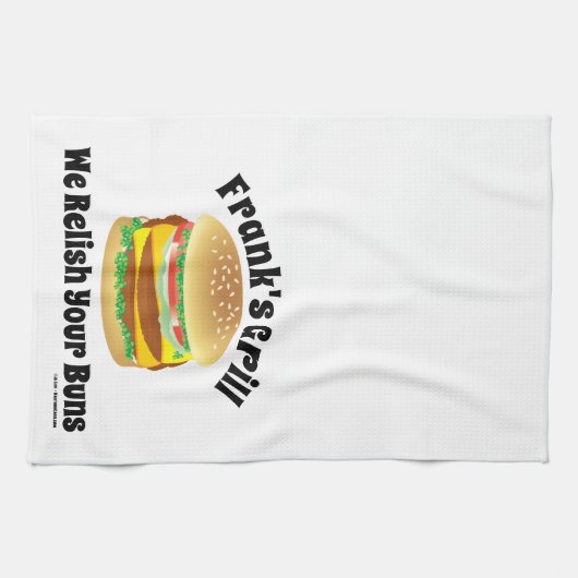 Wir entspannen Ihre Brötchen Custom Cheeseburger K Geschirrtuch (Horizontal)