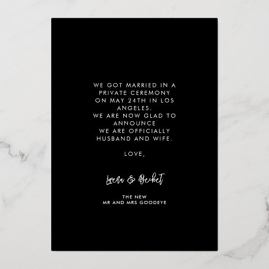 Wir entwickelten die Goldfolienkündigung der zeitg Folieneinladung (Rückseite)