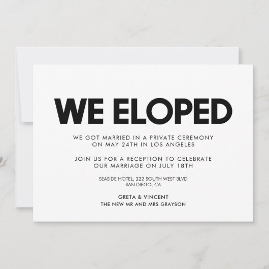 Wir entwickelten eine moderne Hochzeitsankündigung Einladung (Vorderseite)