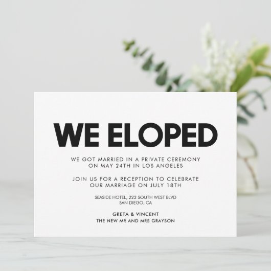 Wir entwickelten eine moderne Hochzeitsankündigung Einladung (Stehend Vorderseite)