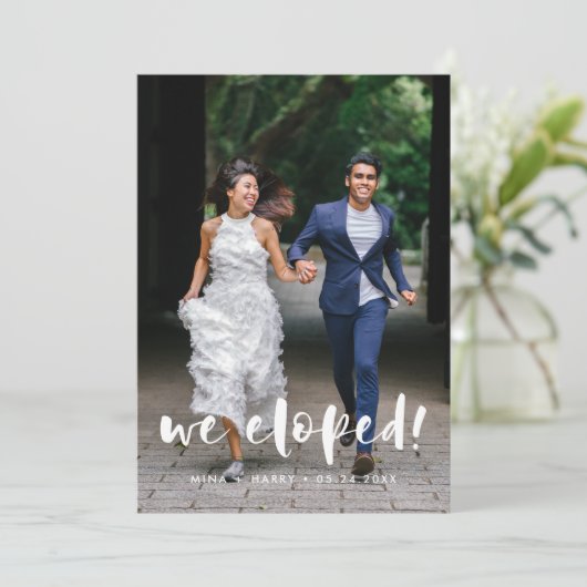 Wir entwickelten eine moderne Hochzeitskarte Ankündigung (Stehend Vorderseite)