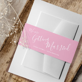 Wir erhalten verheiratete rosa weiße Hochzeit Einladungsbanderole