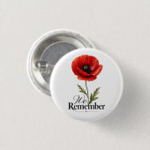Wir erinnern uns – Roter Mohn Gedenktag-Tribut Button (Vorne & Hinten)